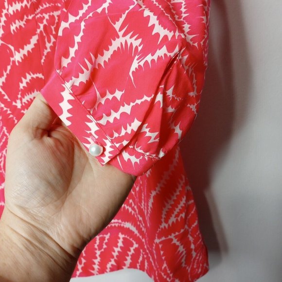 Lilly Pulitzer Moxy 100% Silk Blouse S Pink White Top Show Your Stripes 48607 - Picture 6 of 11